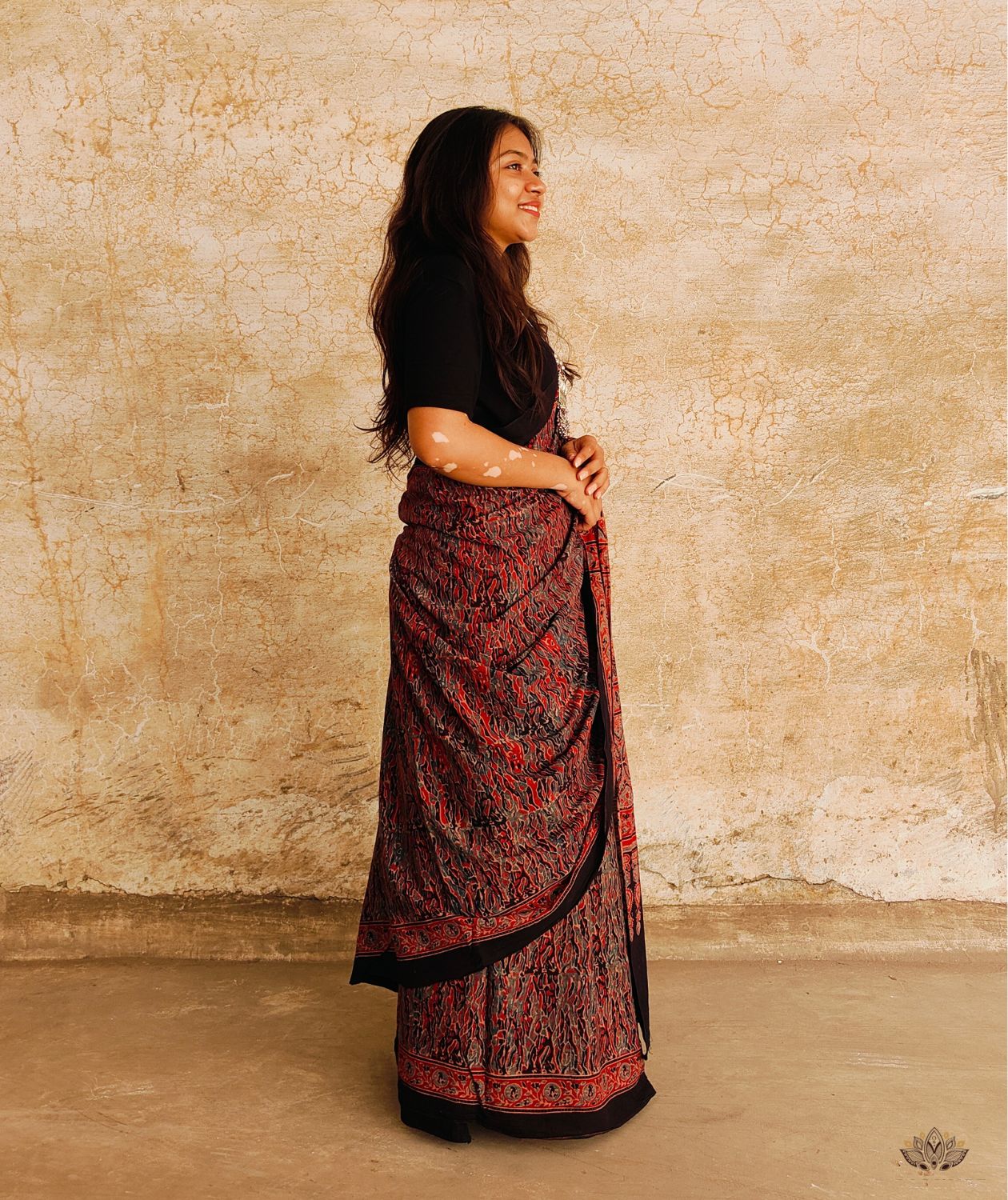 AJRAKH COTTON HAND BLOCK PRINTED SAREE