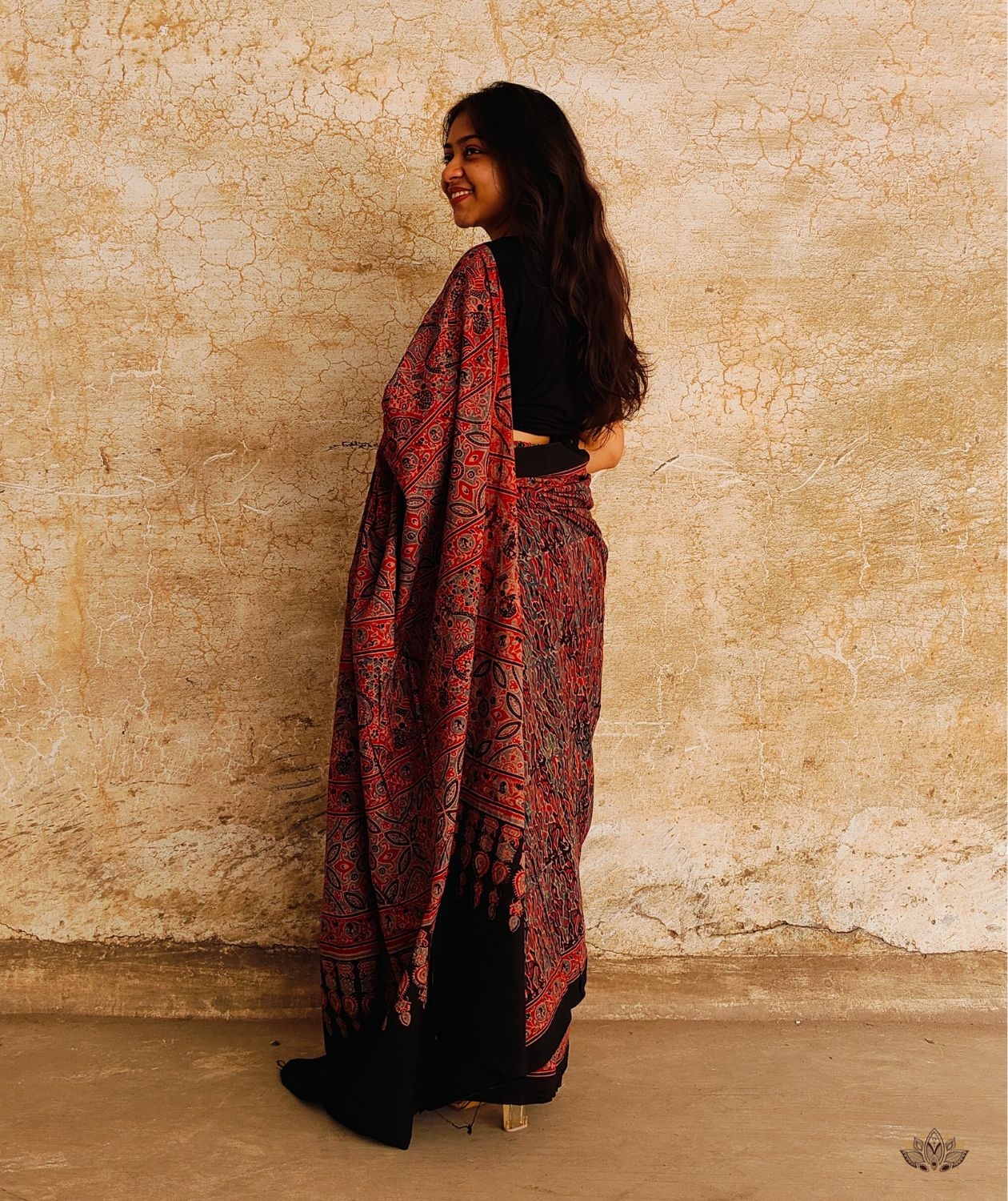 AJRAKH COTTON HAND BLOCK PRINTED SAREE