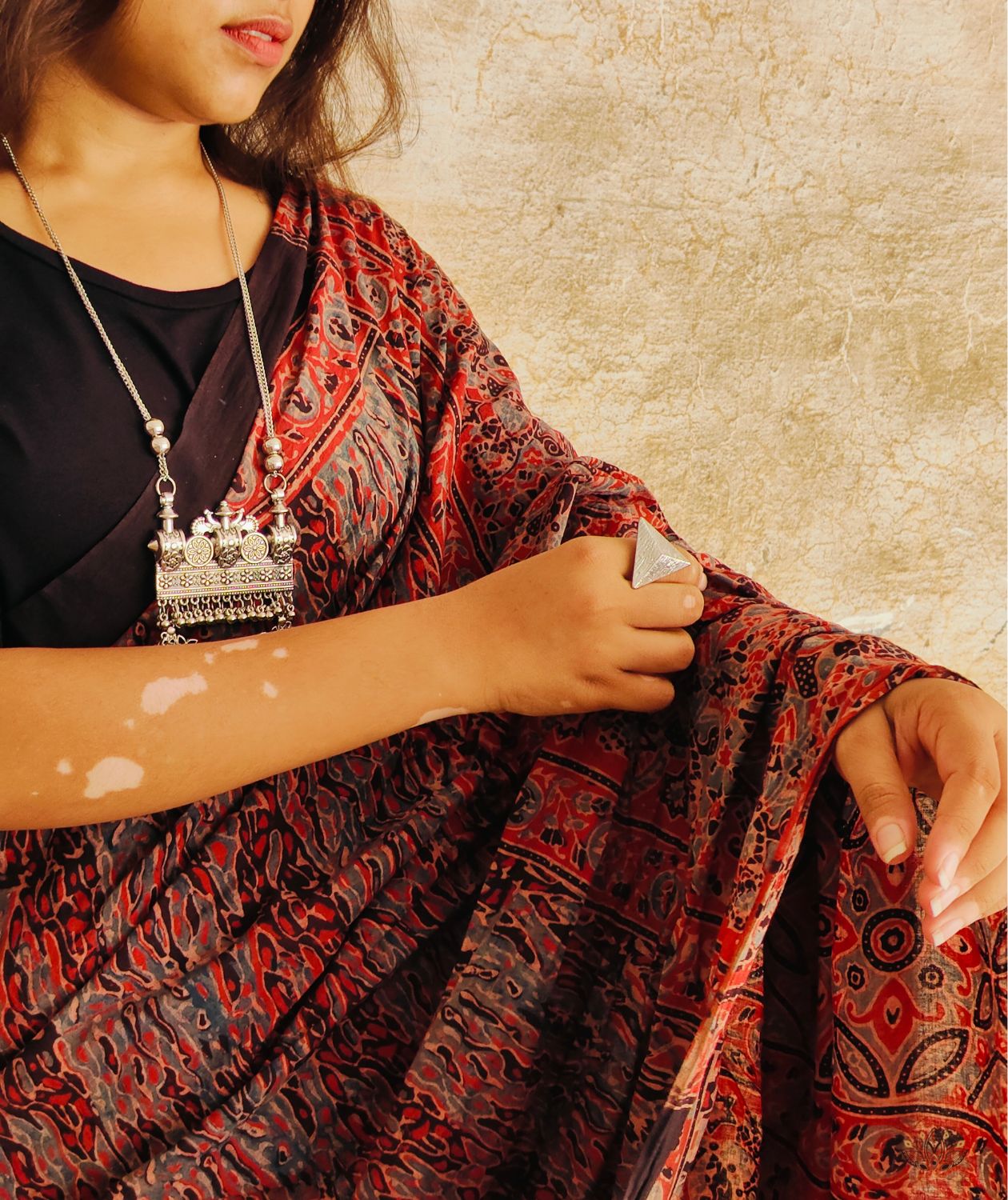 AJRAKH COTTON HAND BLOCK PRINTED SAREE