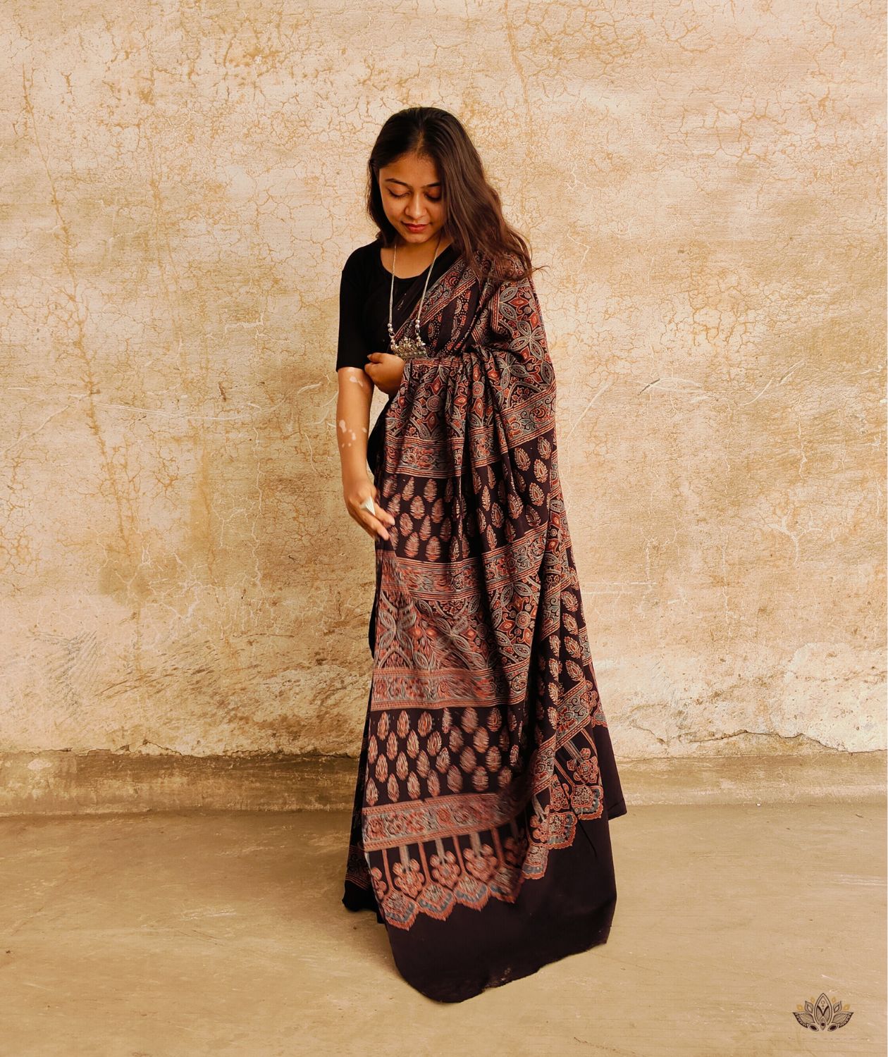 AJRAKH COTTON HAND BLOCK PRINTED SAREE