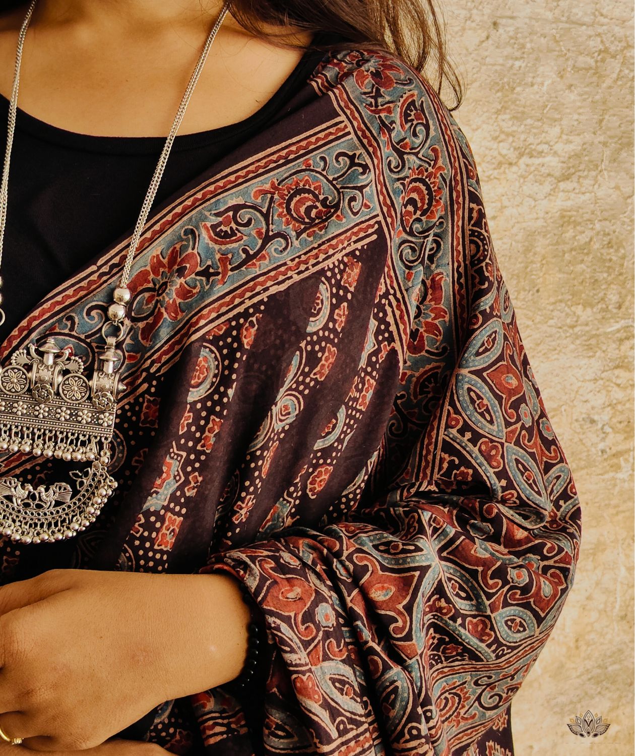 AJRAKH COTTON HAND BLOCK PRINTED SAREE