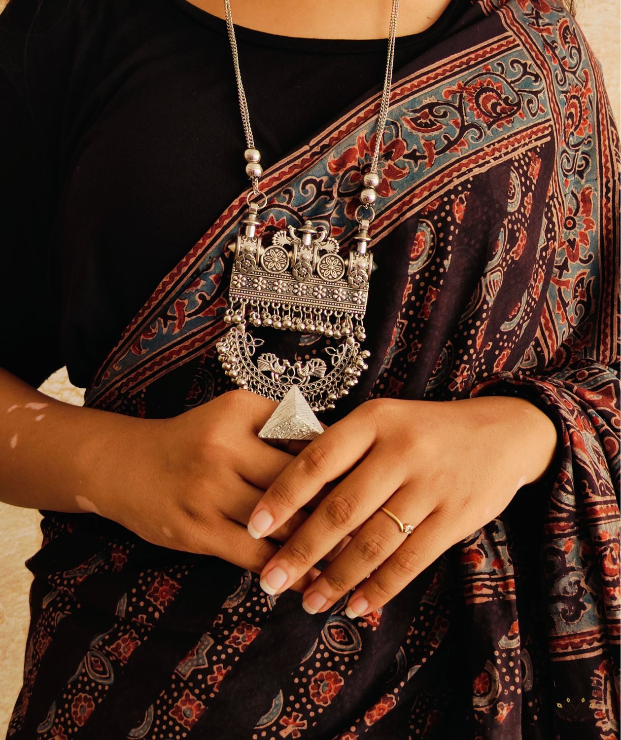 AJRAKH COTTON HAND BLOCK PRINTED SAREE