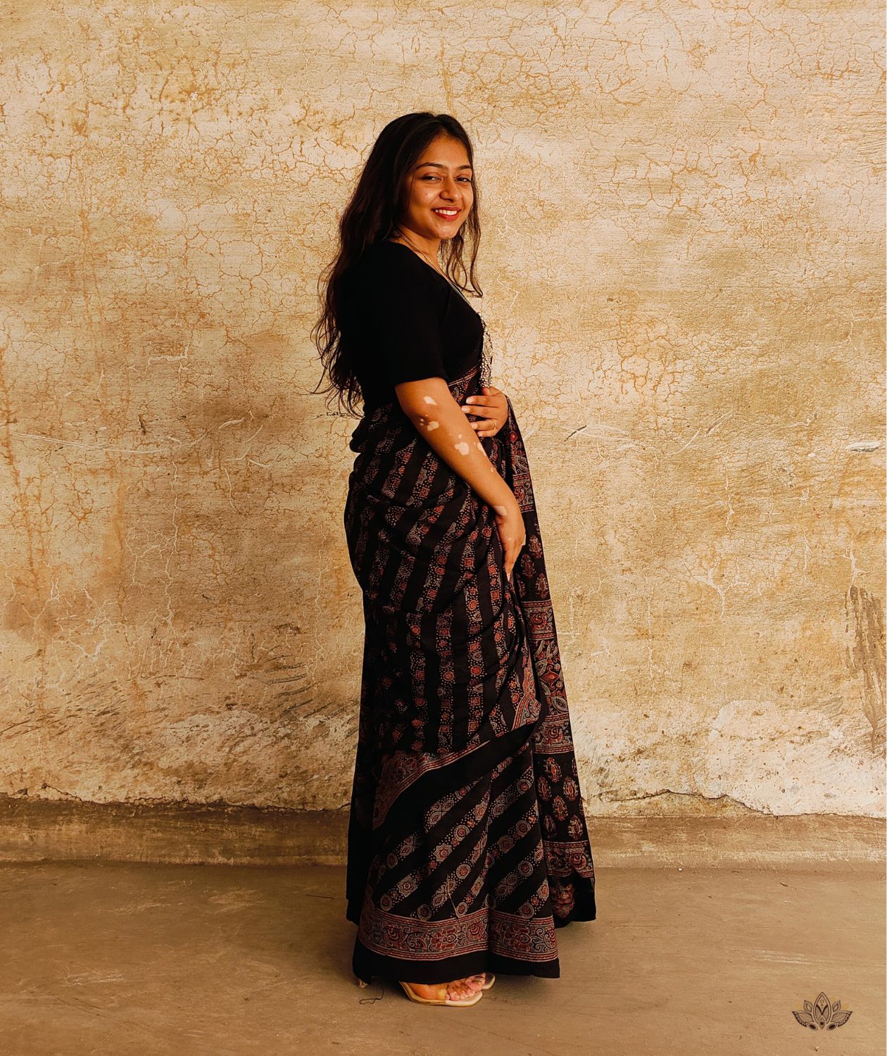 AJRAKH COTTON HAND BLOCK PRINTED SAREE