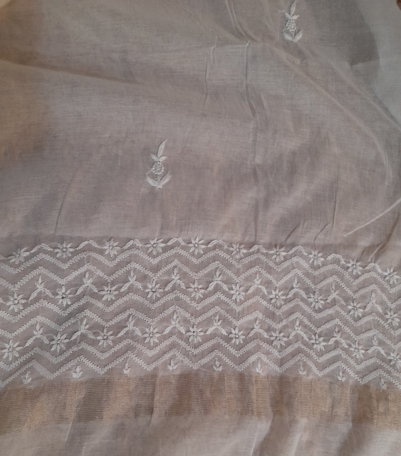 Chikankari Hand Embroidered Chanderi Dupatta