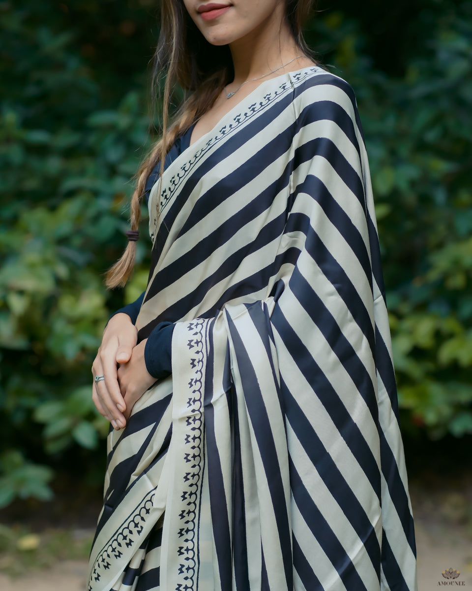 Ajrakh Modal Silk Hand Block Printed Saree
