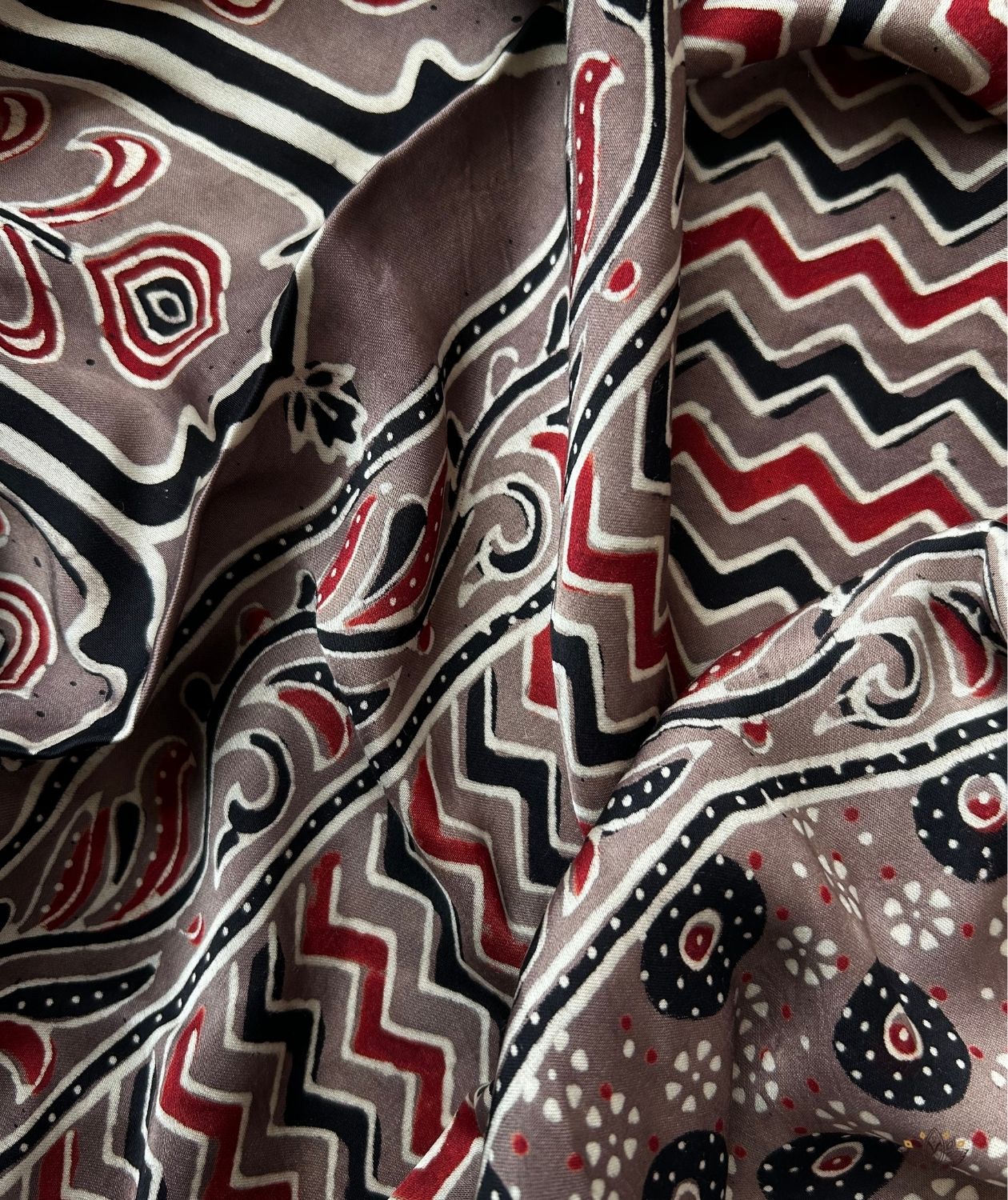 Ajrakh modal silk hand block printed stole