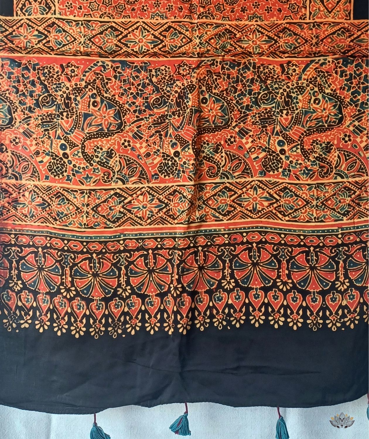 Ajrakh modal silk hand block printed stole