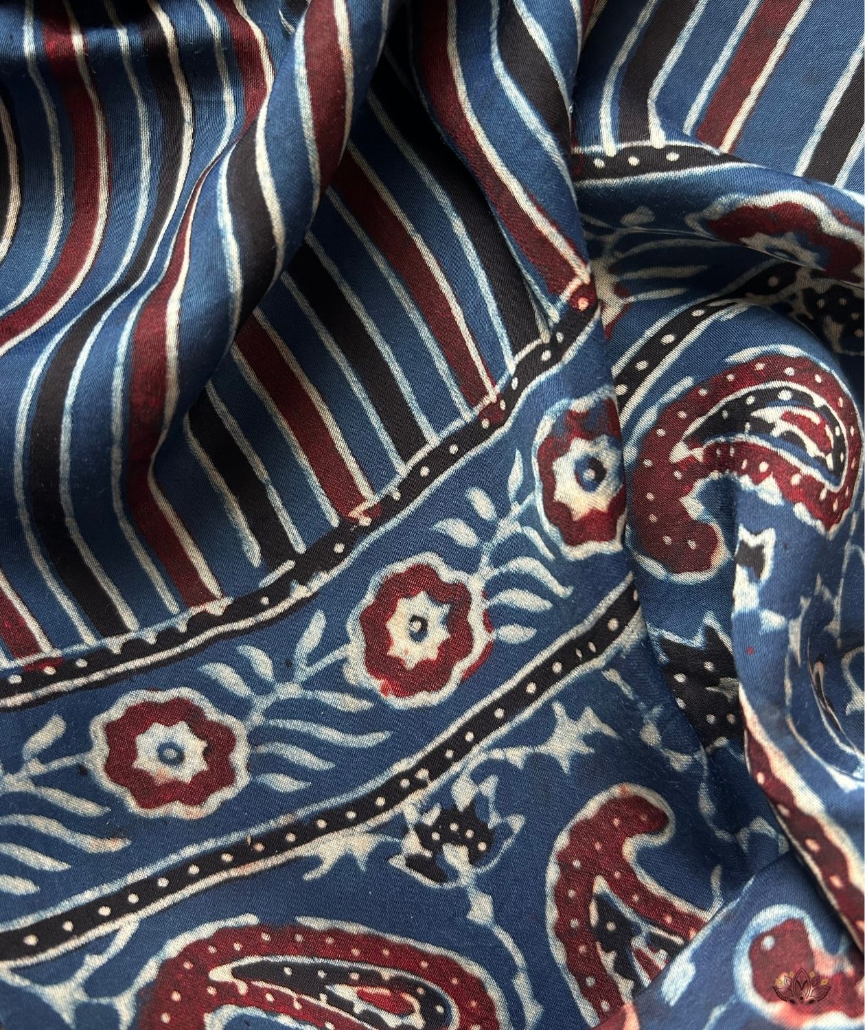 Ajrakh modal silk hand block printed stole