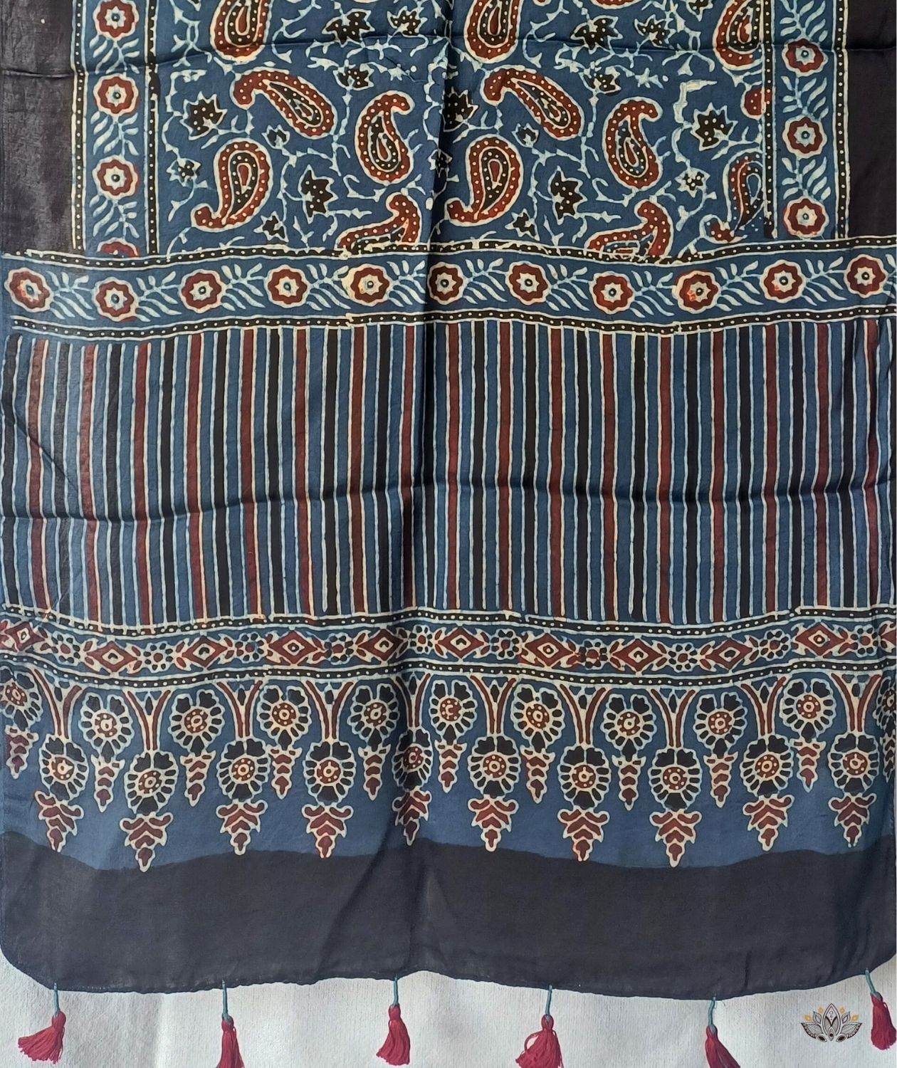 Ajrakh modal silk hand block printed stole