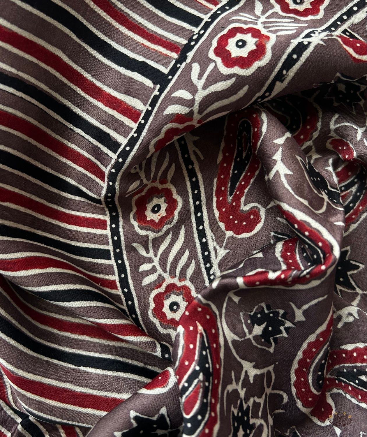 Ajrakh modal silk hand block printed stole