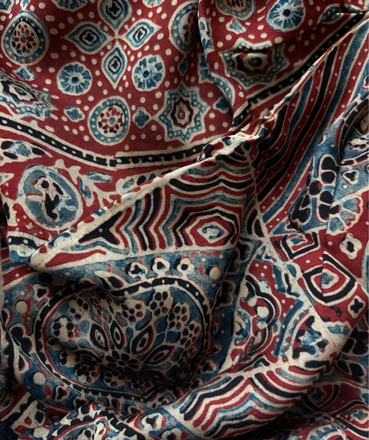 Ajrakh modal silk hand block printed stole