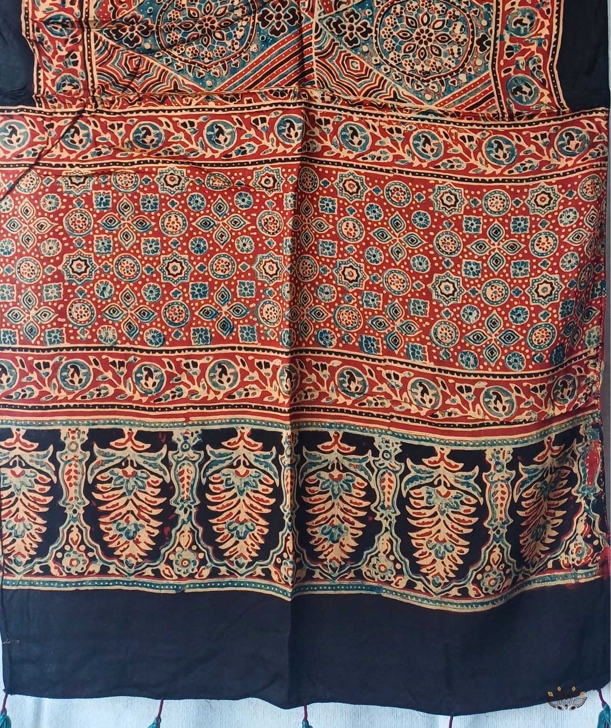 Ajrakh modal silk hand block printed stole