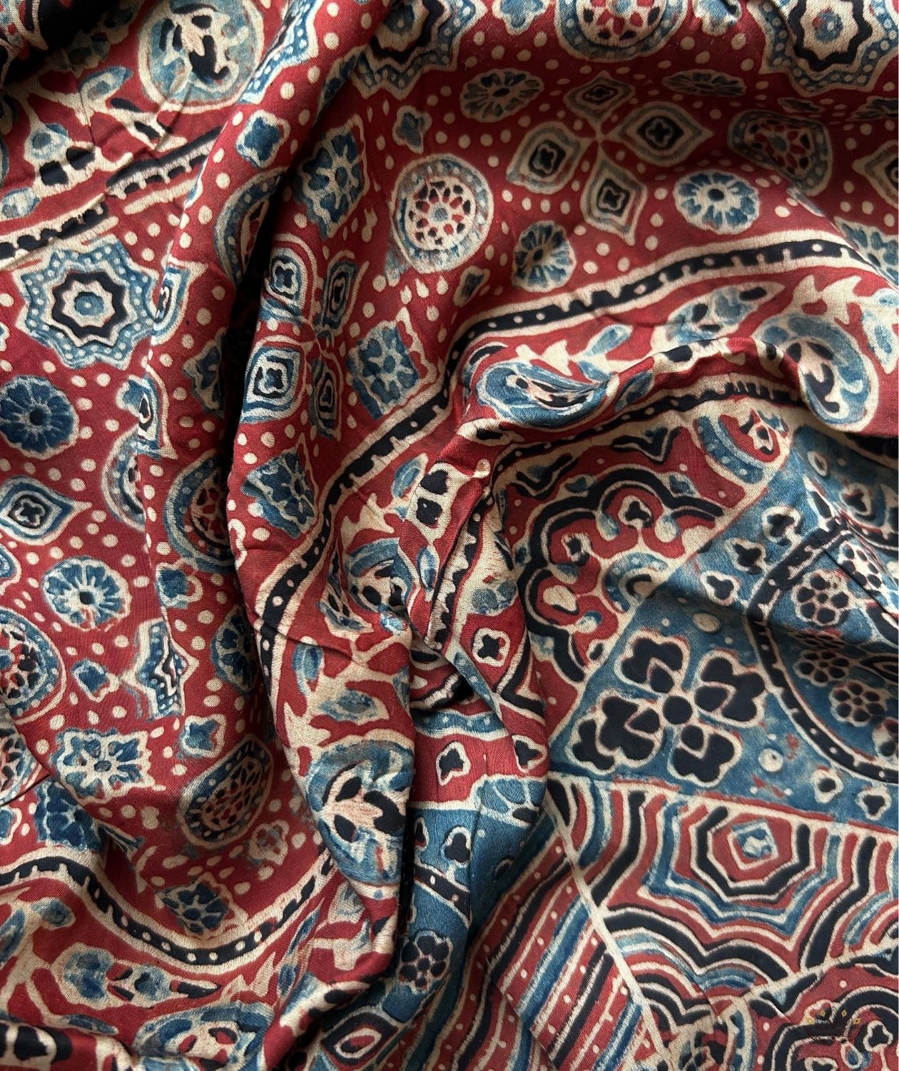 Ajrakh modal silk hand block printed stole