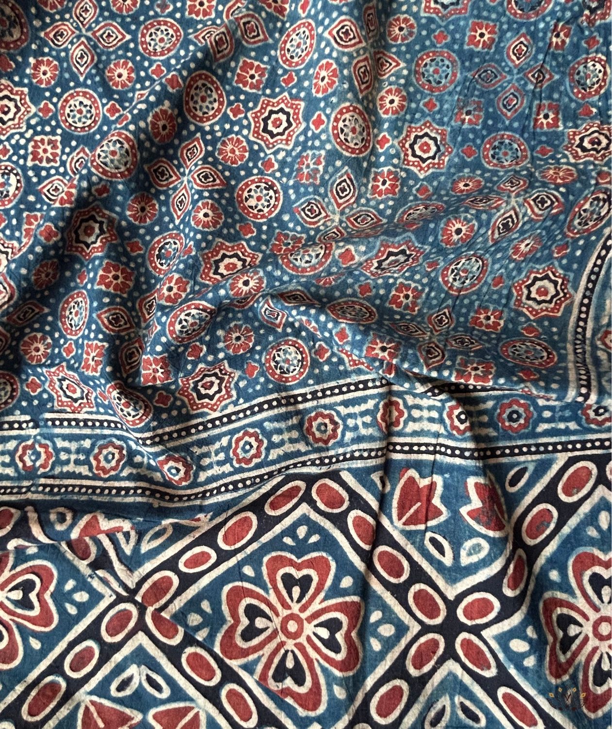 Ajrakh cotton hand block printed stole