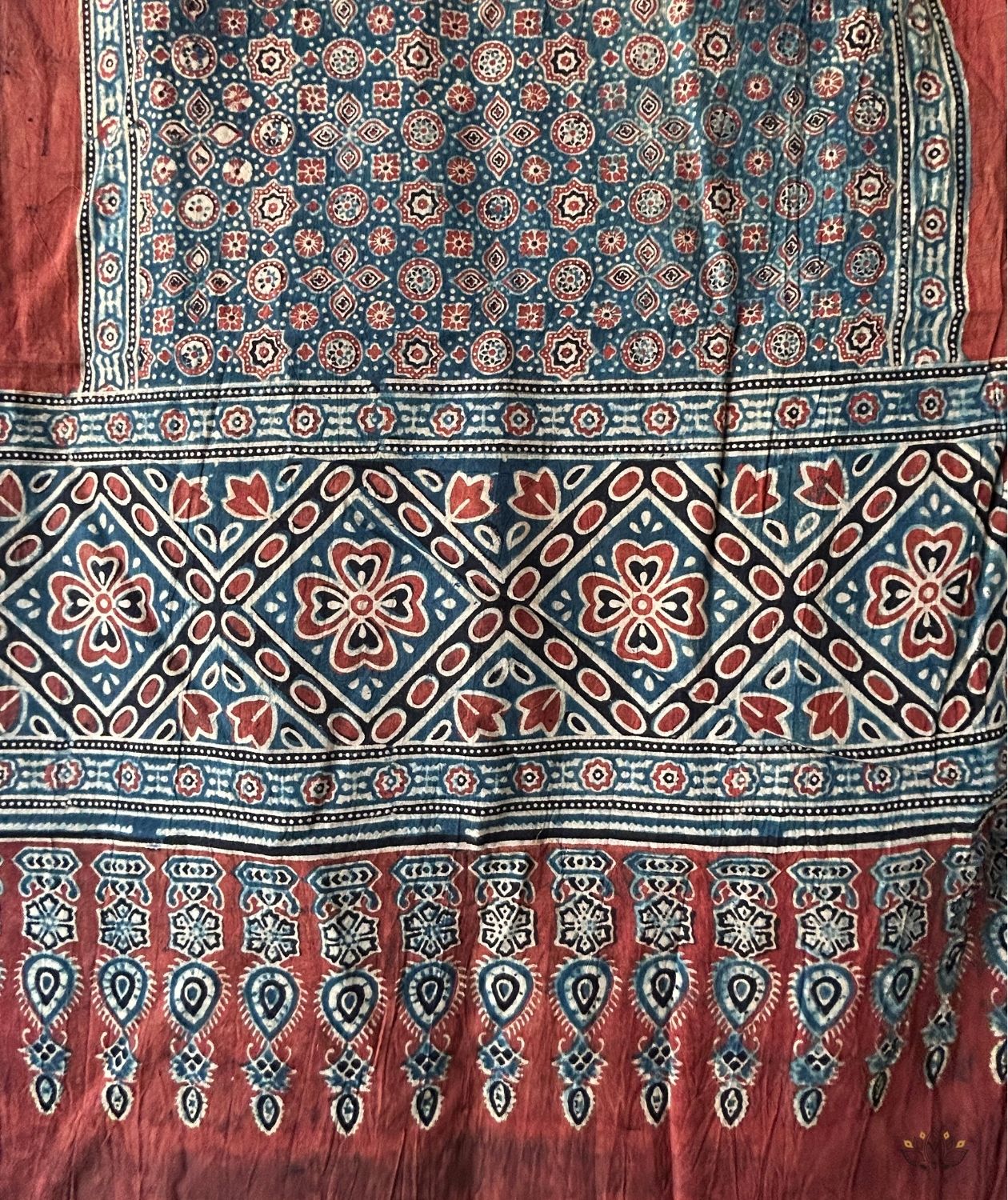 Ajrakh cotton hand block printed stole