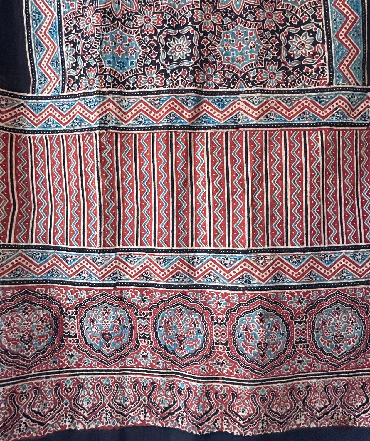 Ajrakh cotton hand block printed stole