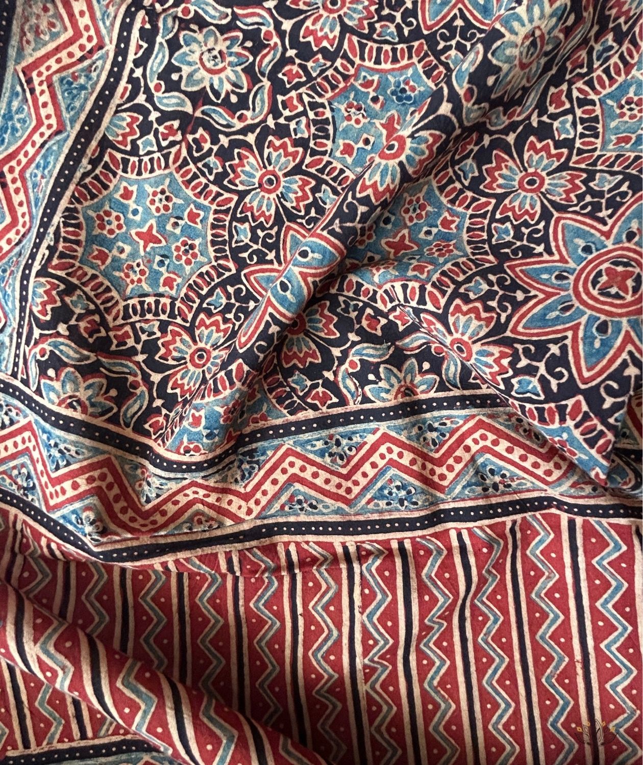Ajrakh cotton hand block printed stole
