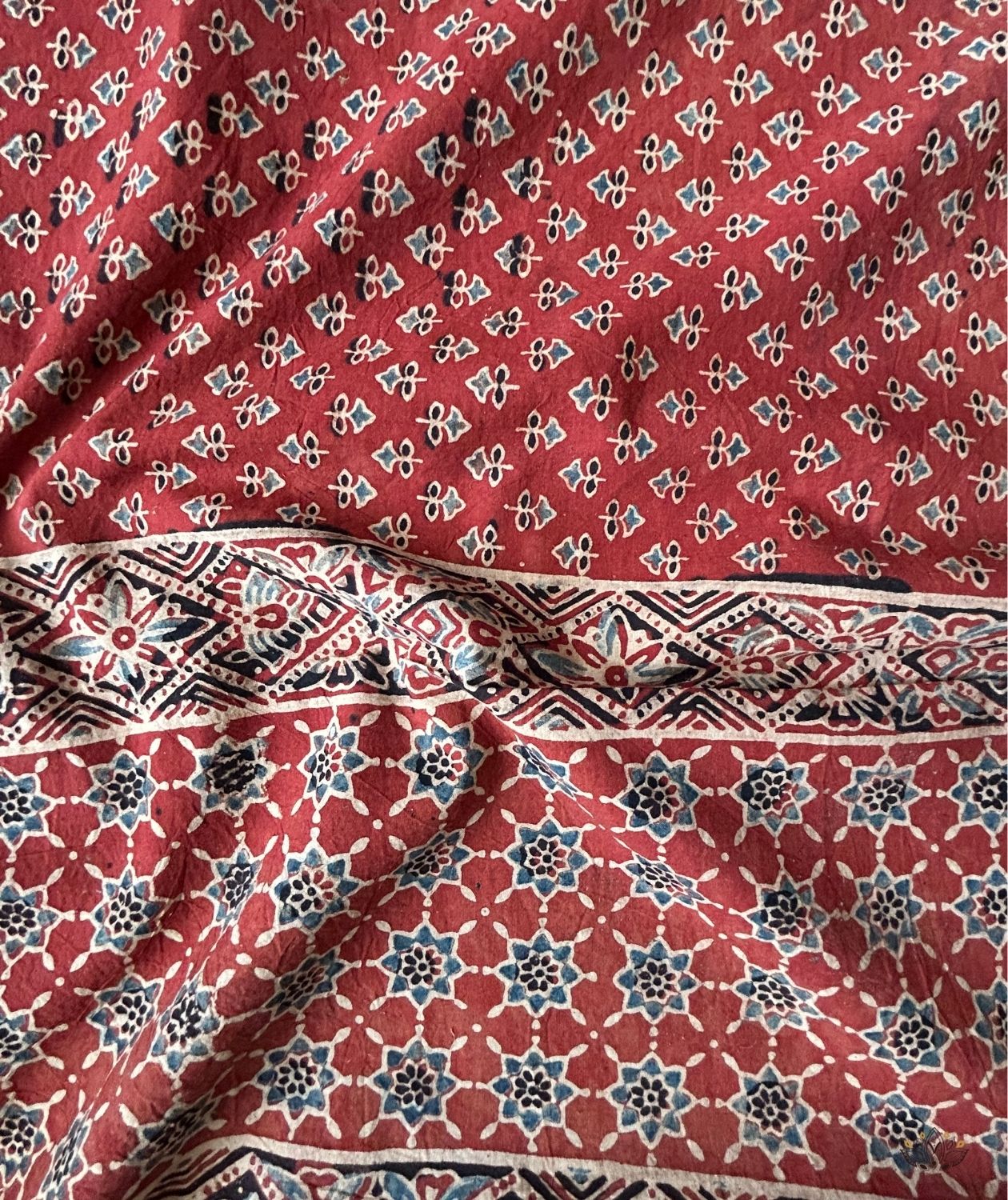 Ajrakh cotton hand block printed stole