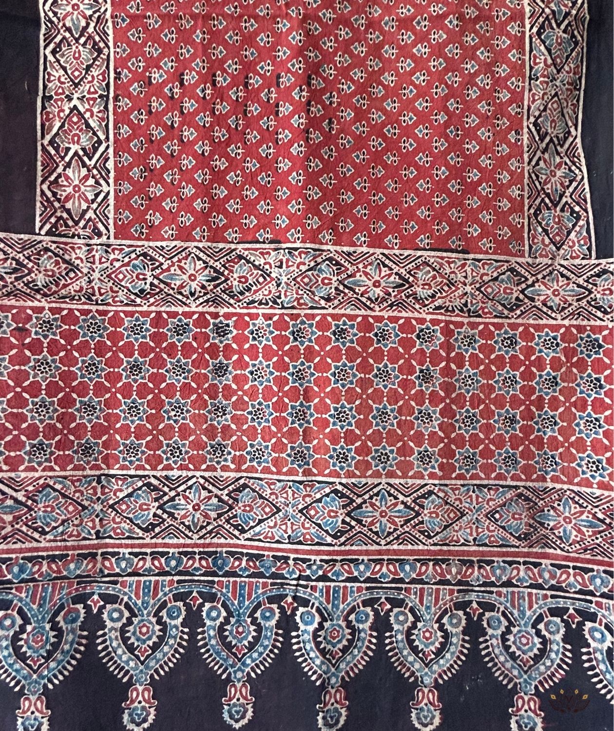 Ajrakh cotton hand block printed stole