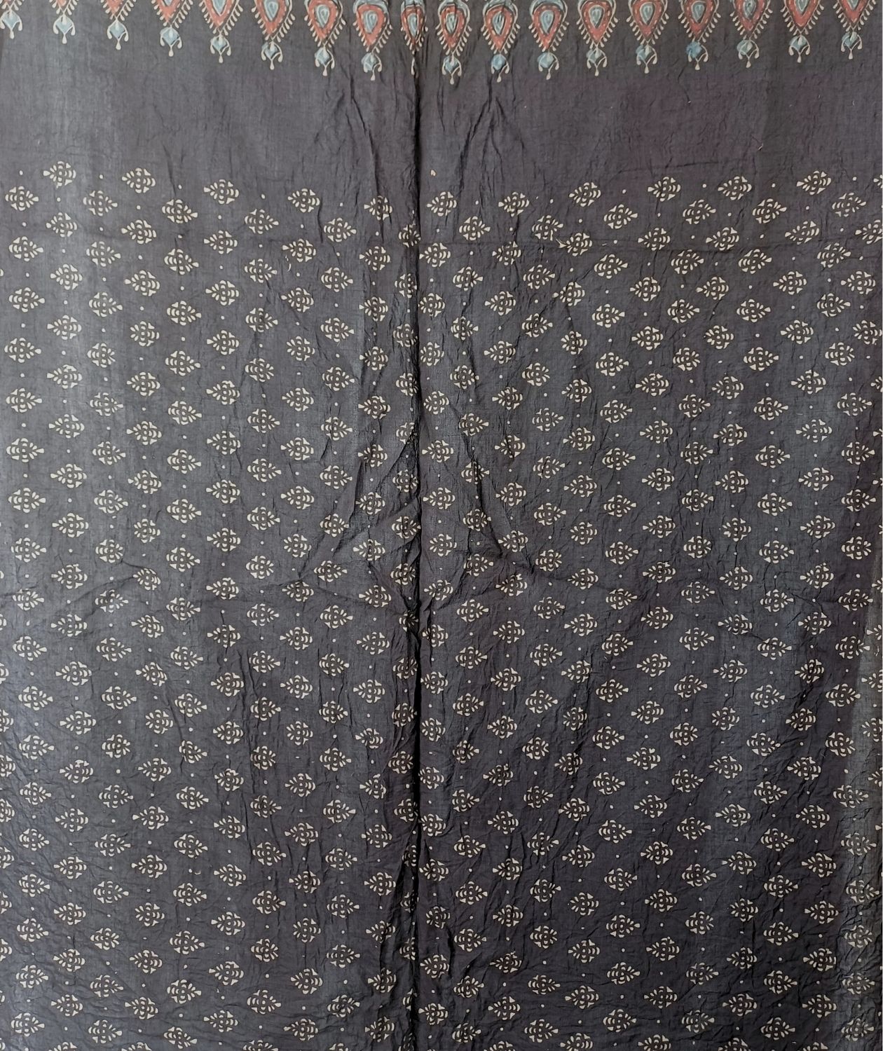 Ajrakh cotton bandhani hand block printed saree