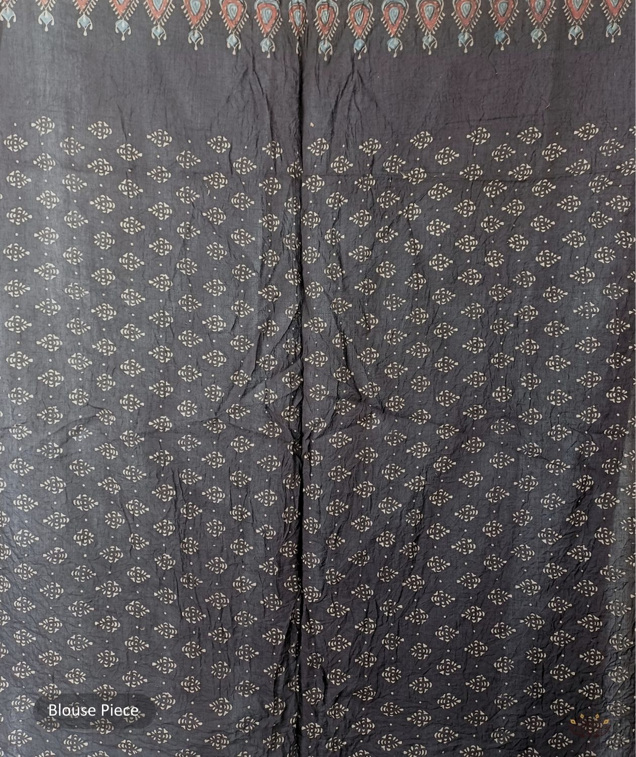 Ajrakh cotton bandhani hand block printed saree
