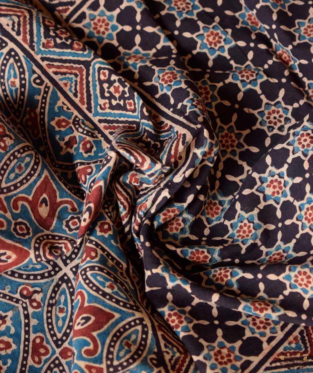 Ajrakh cotton hand block printed stole