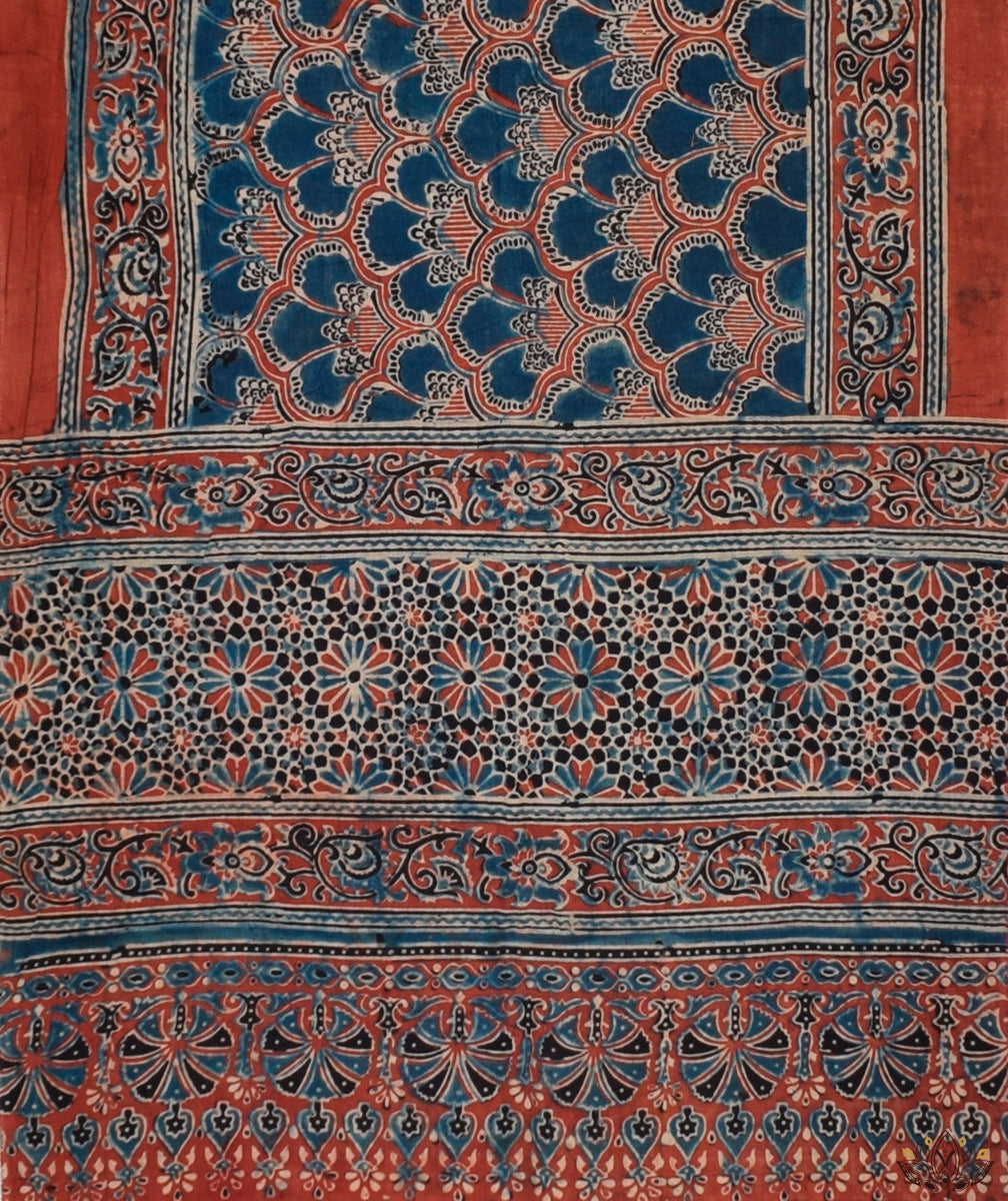 Ajrakh cotton hand block printed stole