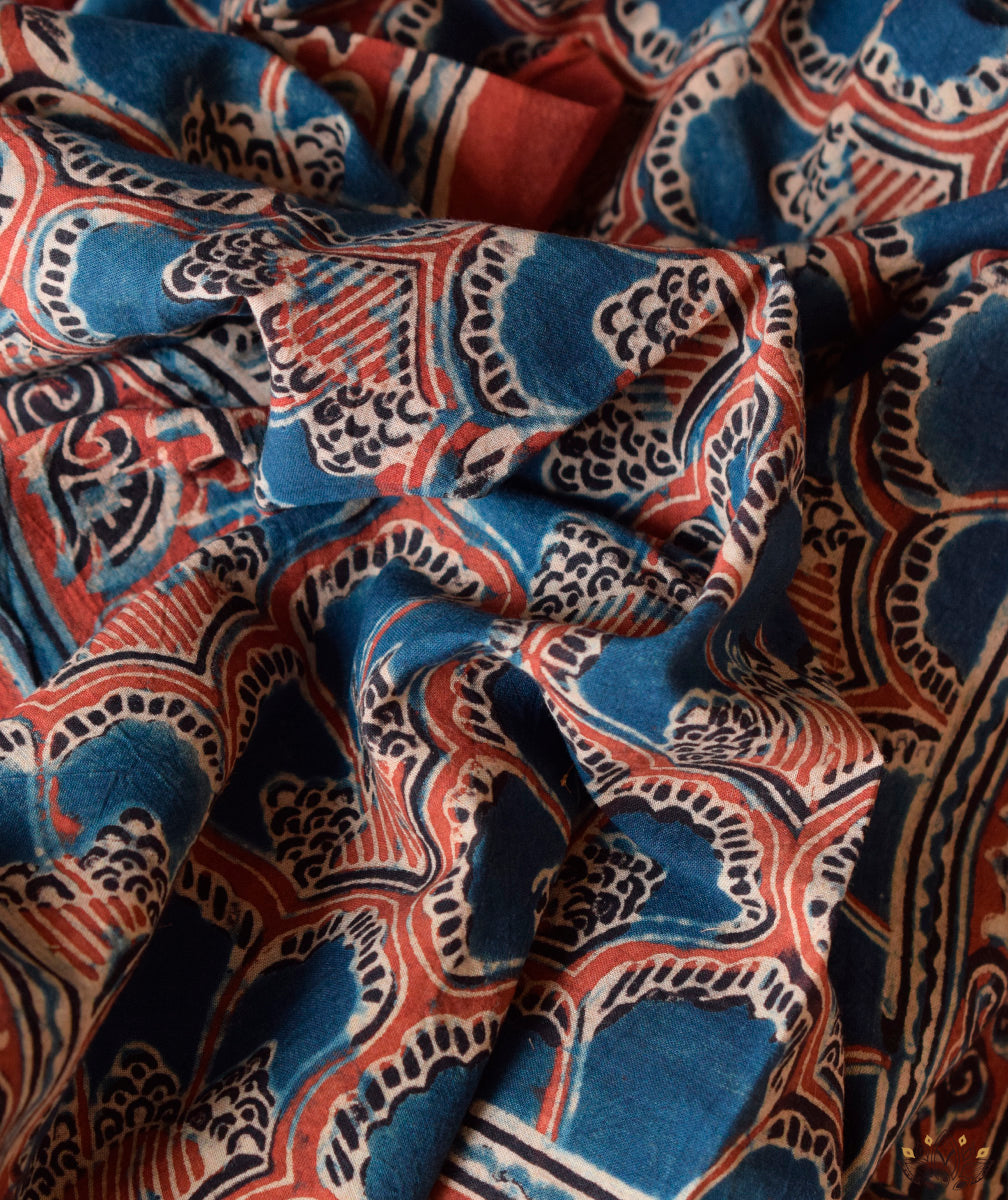 Ajrakh cotton hand block printed stole