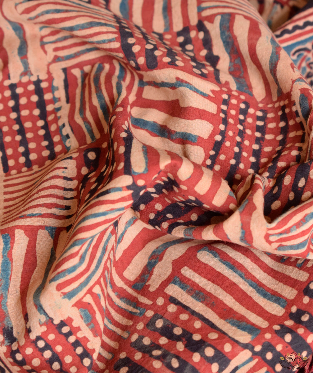 Ajrakh cotton hand block printed stole