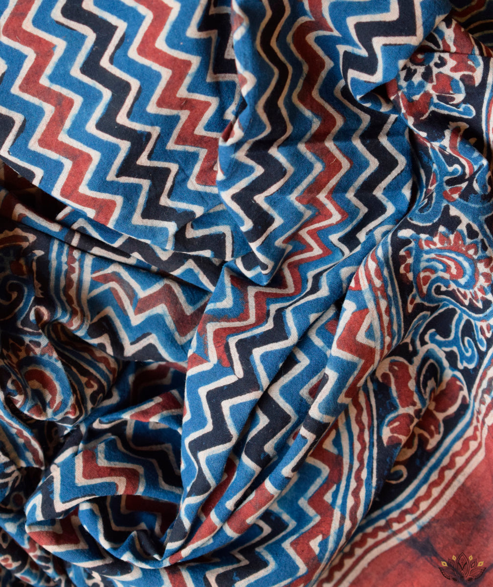 Ajrakh cotton hand block printed stole