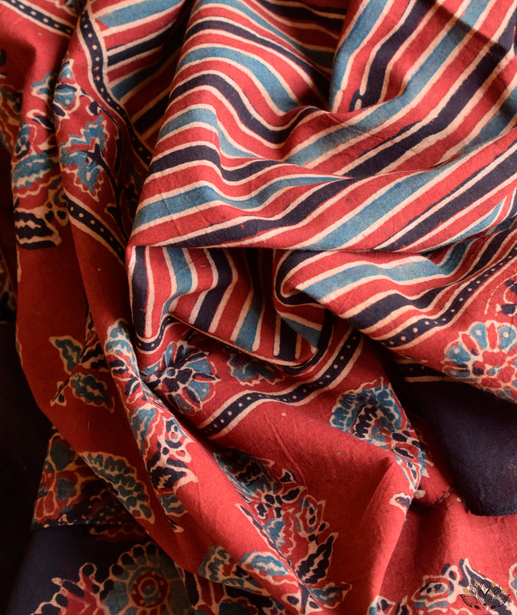 Ajrakh cotton hand block printed stole