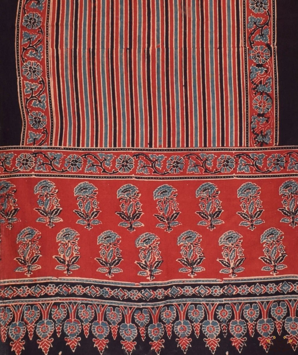 Ajrakh cotton hand block printed stole