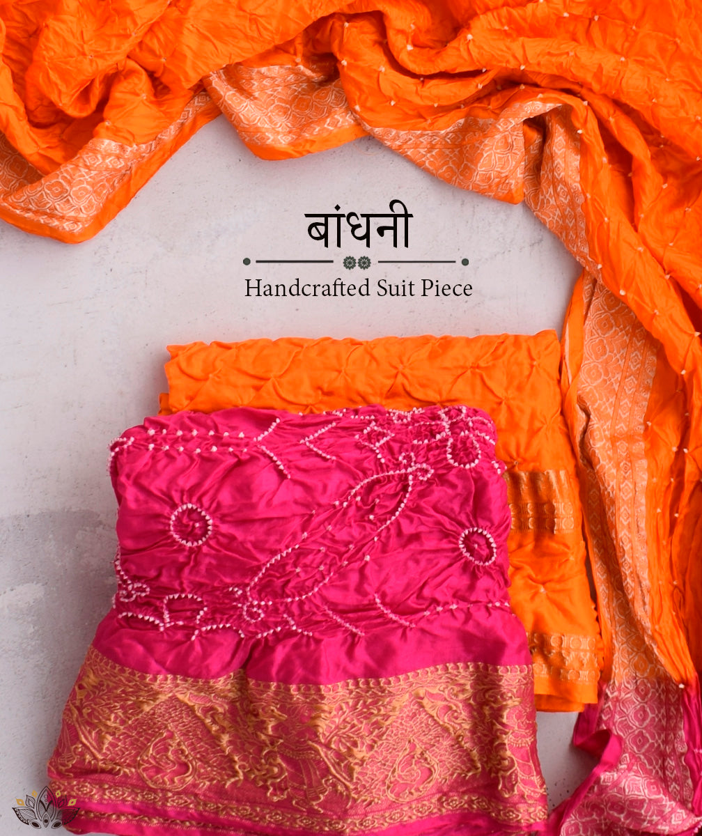 Bandhani Silk Suit Piece – Amounee - Handloom & Handicraft