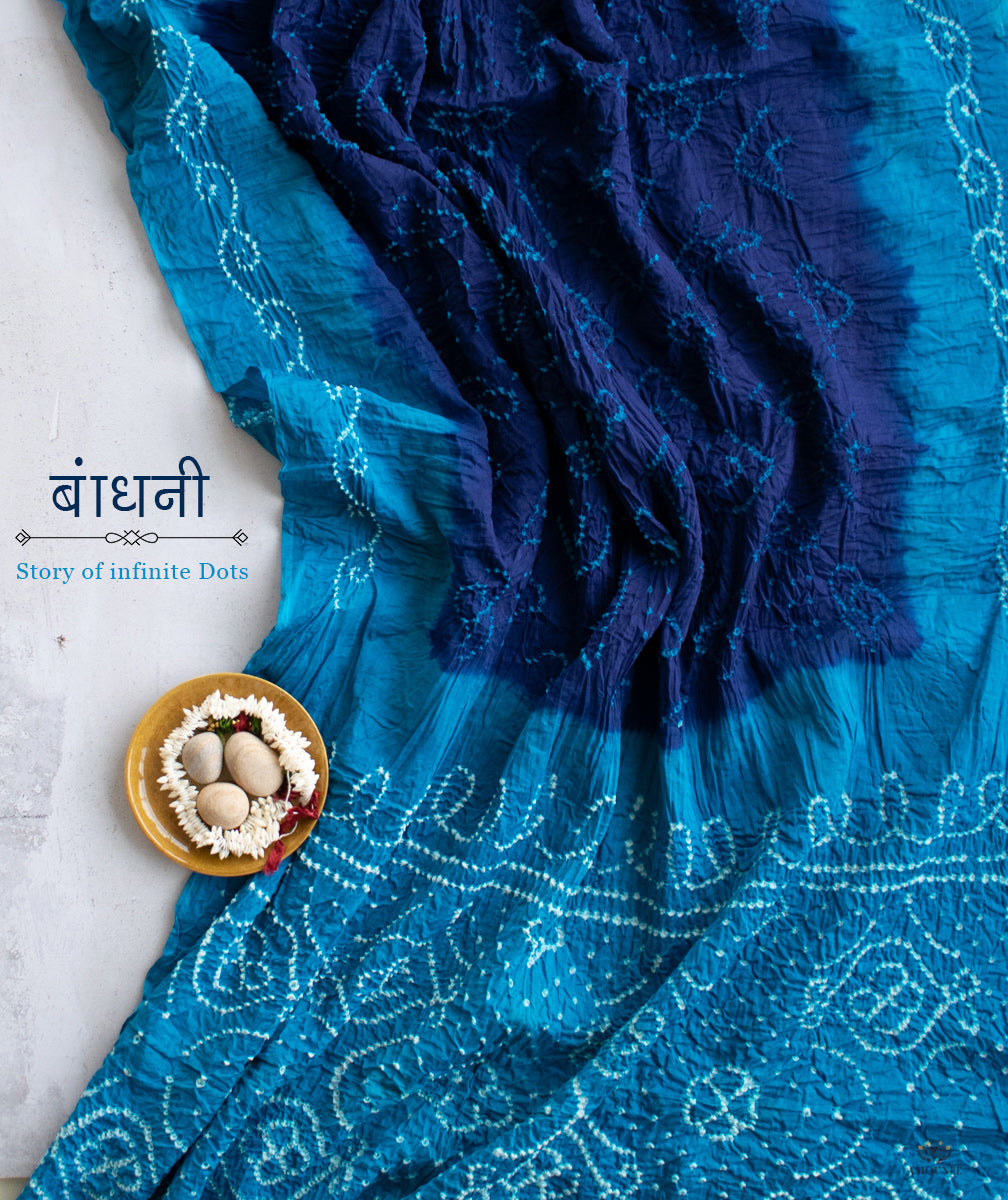 Bandhani Thread Buy authentic Gujrati bandhani pure cotton saree online - AMOUNEE ...