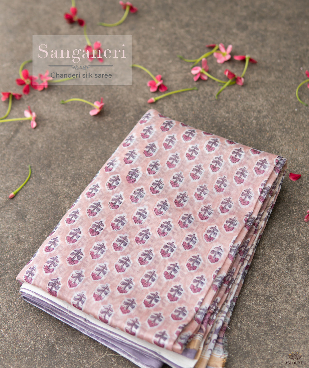 Sanganeer Handblock Printed Saree