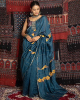 Exclusive Applique HandStiched Chanderi Saree