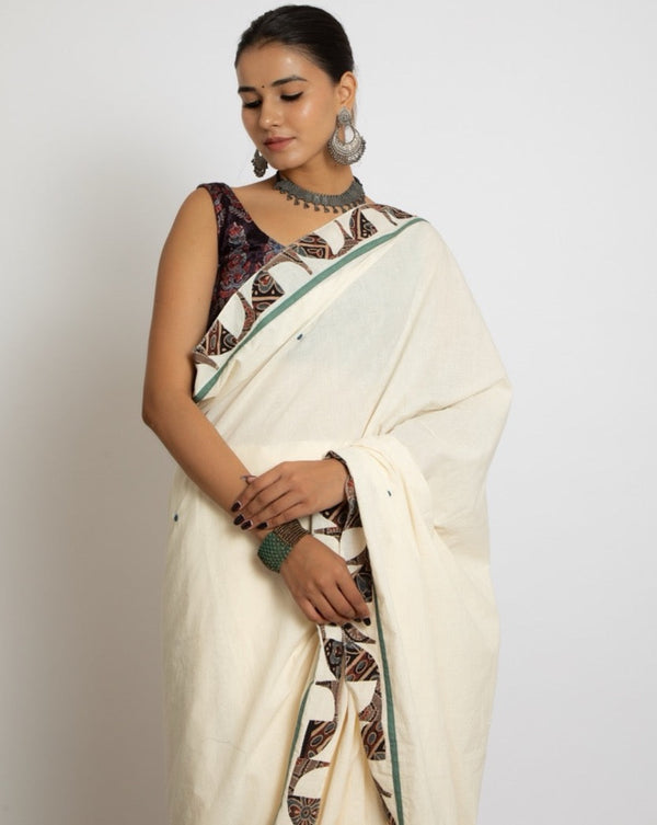 Exclusive Applique HandStiched Cotton Saree