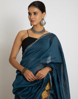 Exclusive Applique HandStiched Chanderi Saree