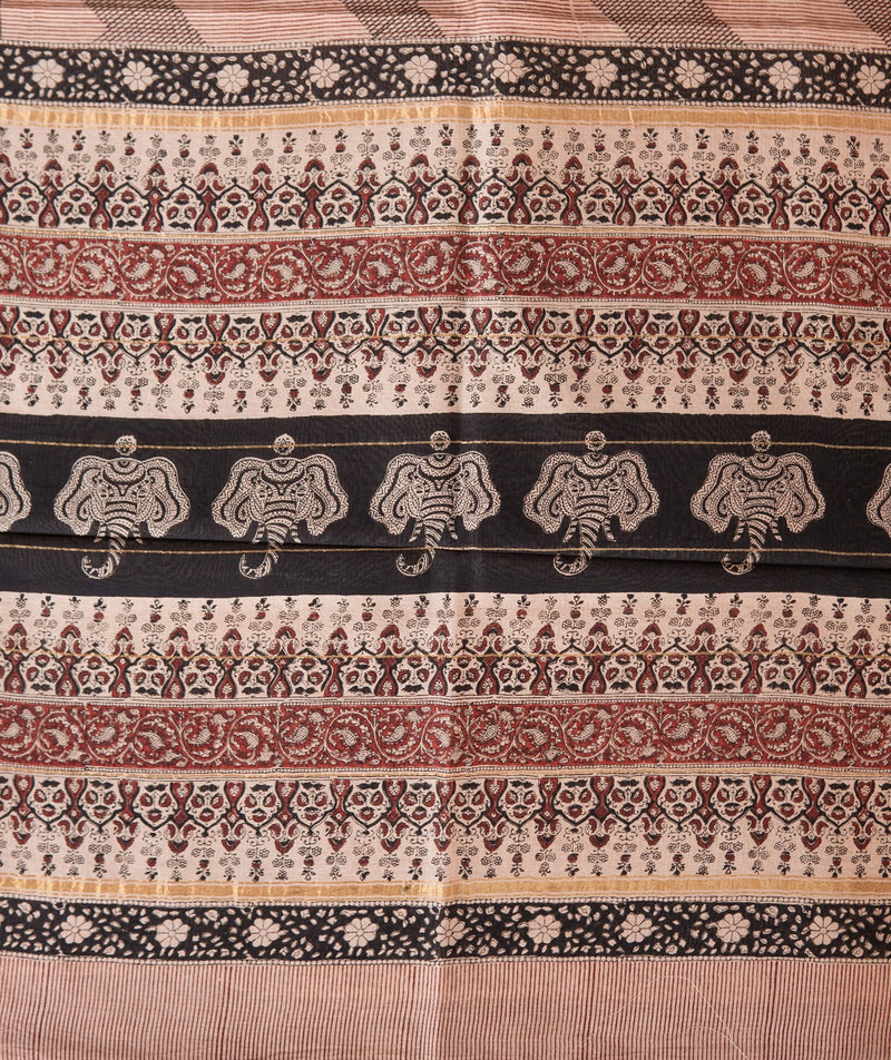 Bagru Handblock Printed Chanderi silk saree