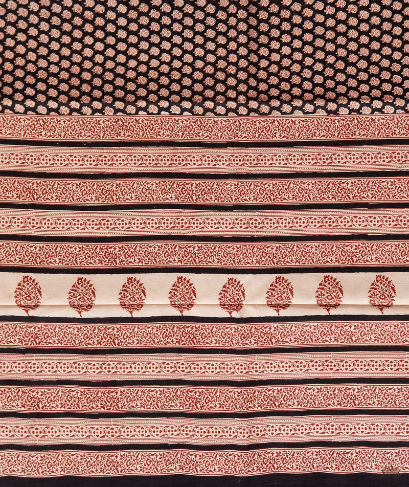 Cotton Bagru Handblock Printed Saree