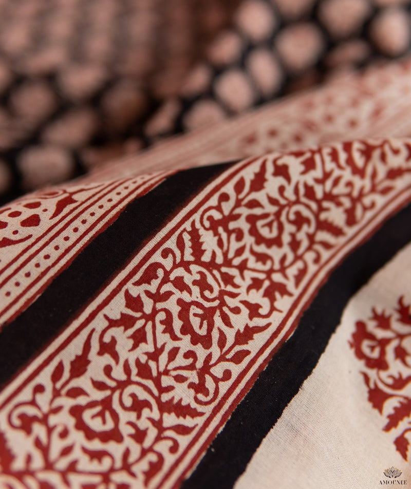 Cotton Bagru Handblock Printed Saree