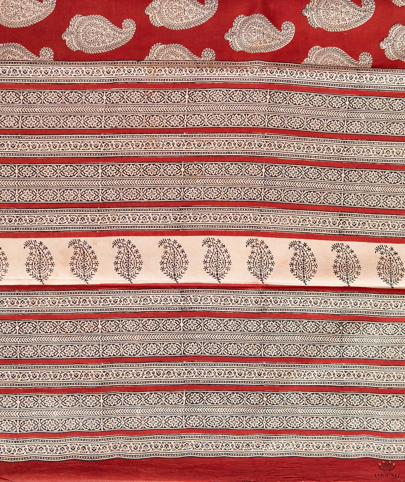 Cotton Bagru Handblock Printed Saree