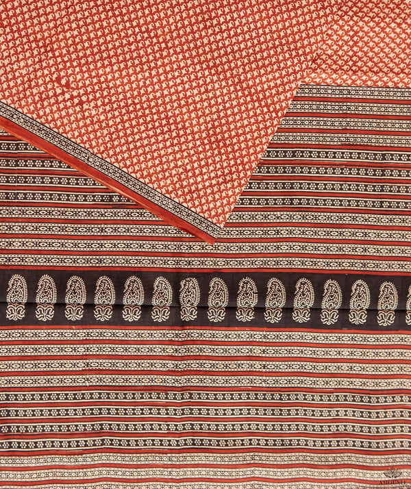 Cotton Bagru Handblock Printed Saree