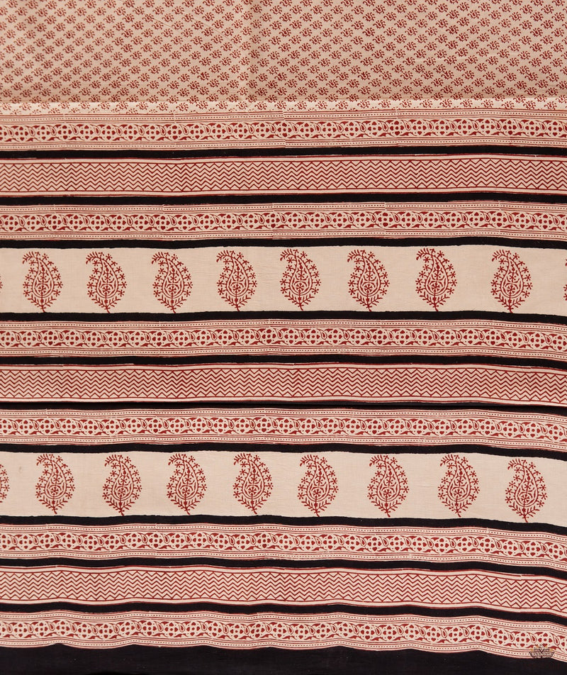 Cotton Bagru Handblock Printed Saree