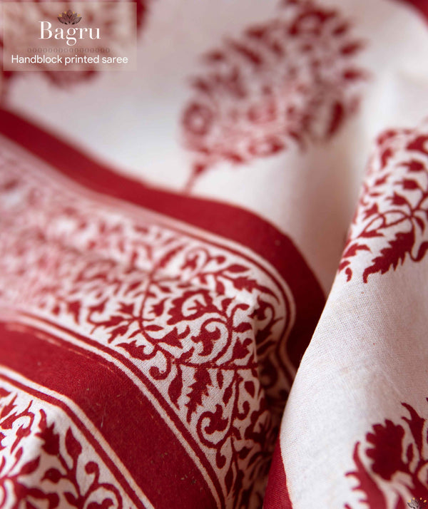 Cotton Bagru Handblock Printed Saree