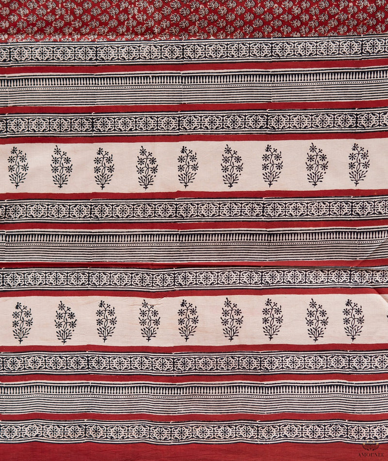 Cotton Bagru Handblock Printed Saree