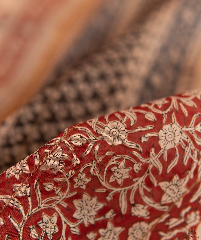 Chanderi Bagru Handblock Printed Saree