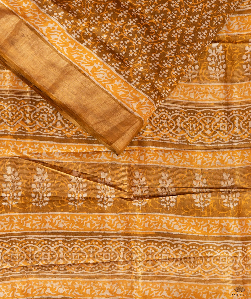 Bagru tussar silk saree