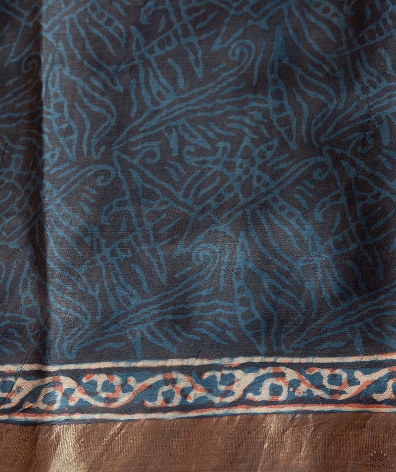 Bagru tussar silk saree