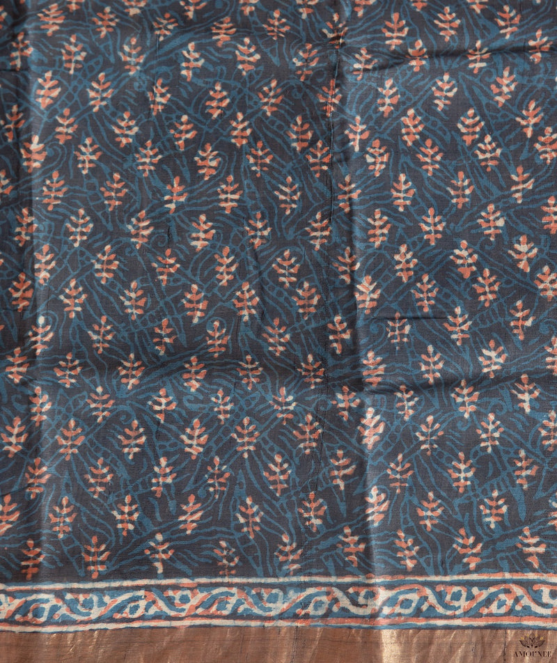 Bagru tussar silk saree